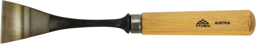 STUBAI Stemmeisen Stechbeitel Serie 52 - Form 21 | Gekröpftes Balleisen, Breite 50 mm, mit Holzgriff