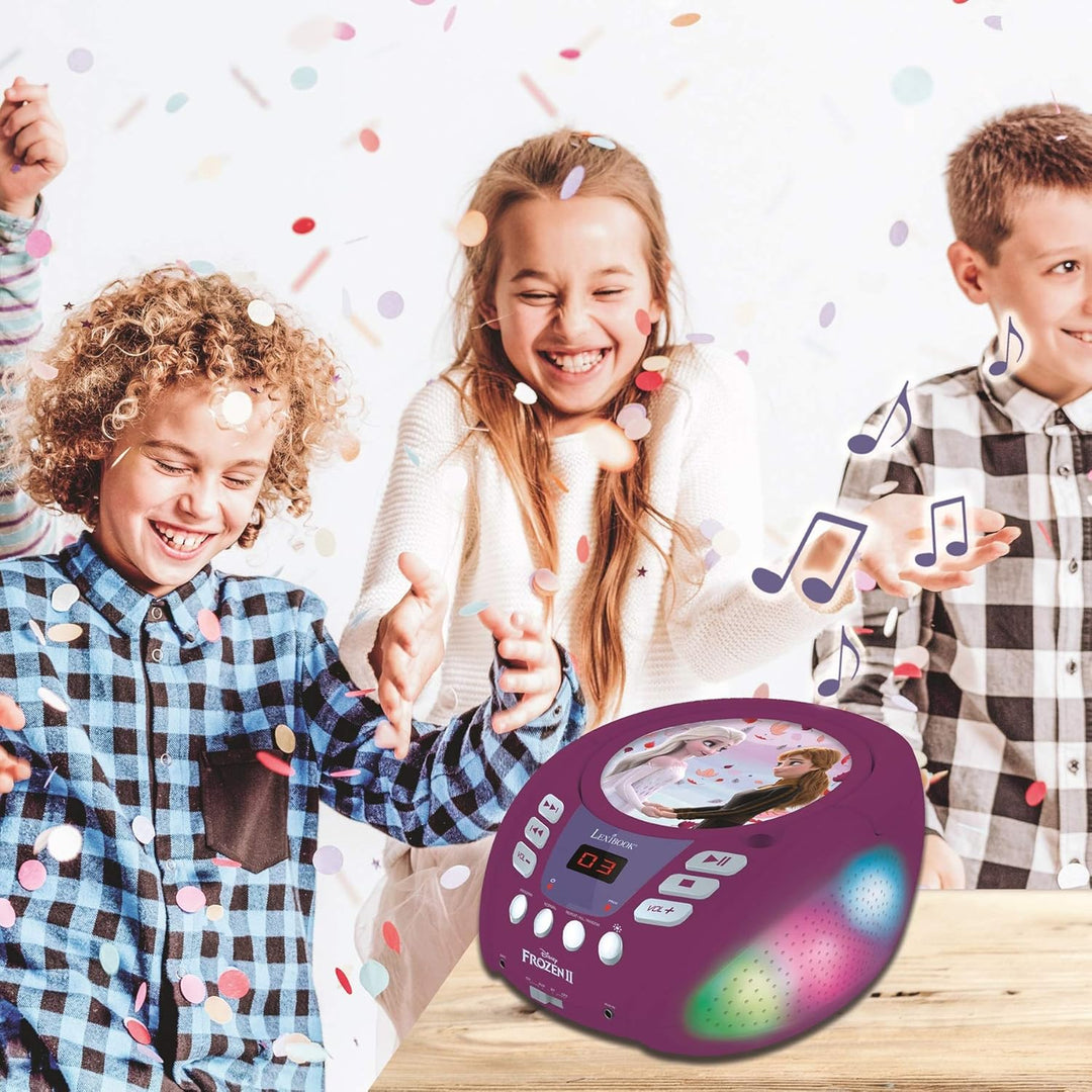 Lexibook, Die Eiskönigin, Bluetooth-CD-Player für Kinder, tragbar, mehrfarbige Lichteffekte, Mikrofo