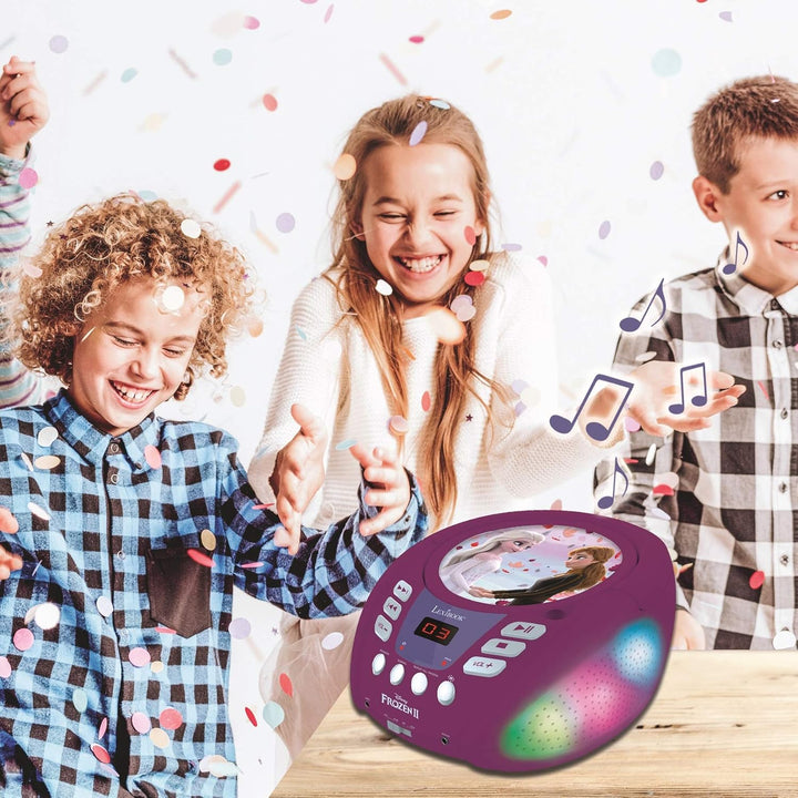 Lexibook, Die Eiskönigin, Bluetooth-CD-Player für Kinder, tragbar, mehrfarbige Lichteffekte, Mikrofo