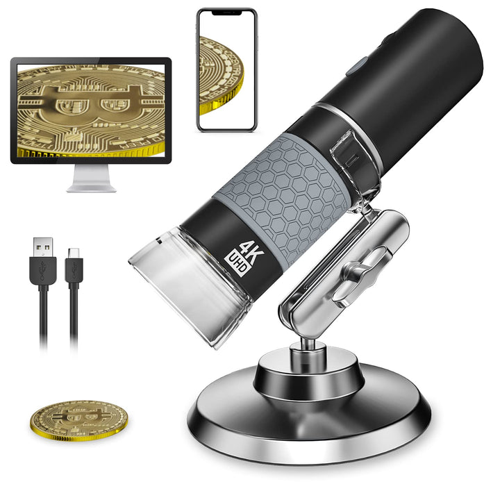 Bysameyee 4K 3840x2160P Wireless Digital Mikroskop, Handheld HD USB Mikroskop Inspektionskamera Endo