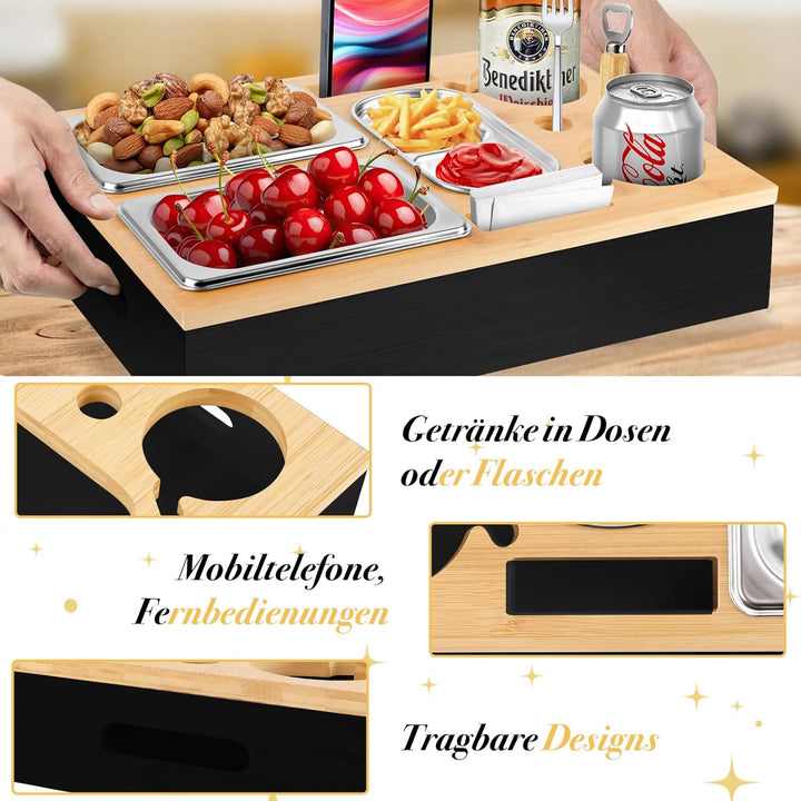 Herenear Couchbar, Snackbox Sofatablett, Couch Bar mit Geschenkbox, Snackspender mit Snackschale, Ge