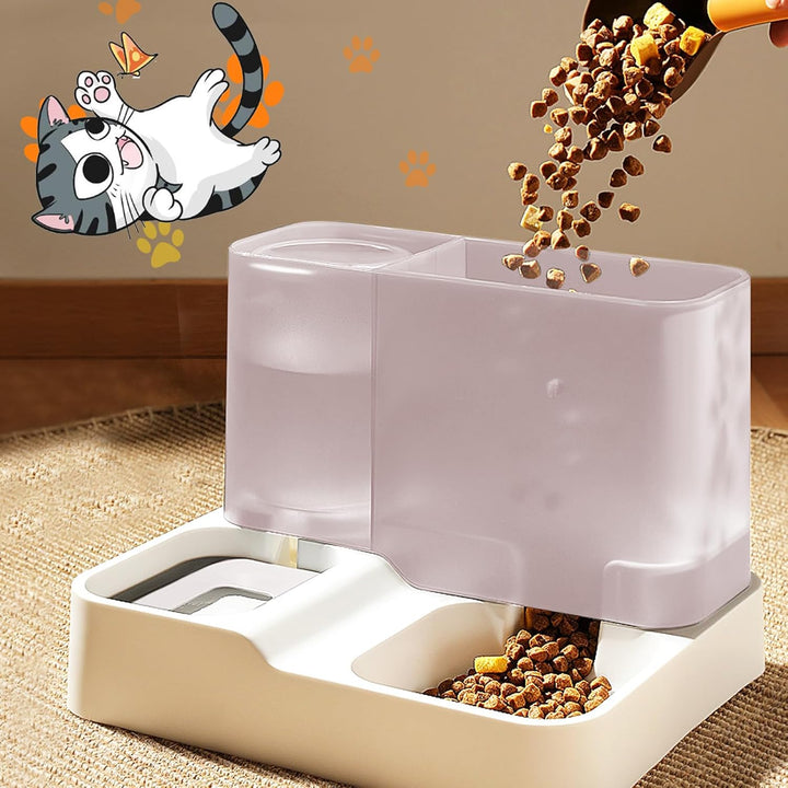 Futterautomat Katze Set, 3.8L 2-in-1 Automatischer Gravity Katzen Hund futterautomaten Wasserspender