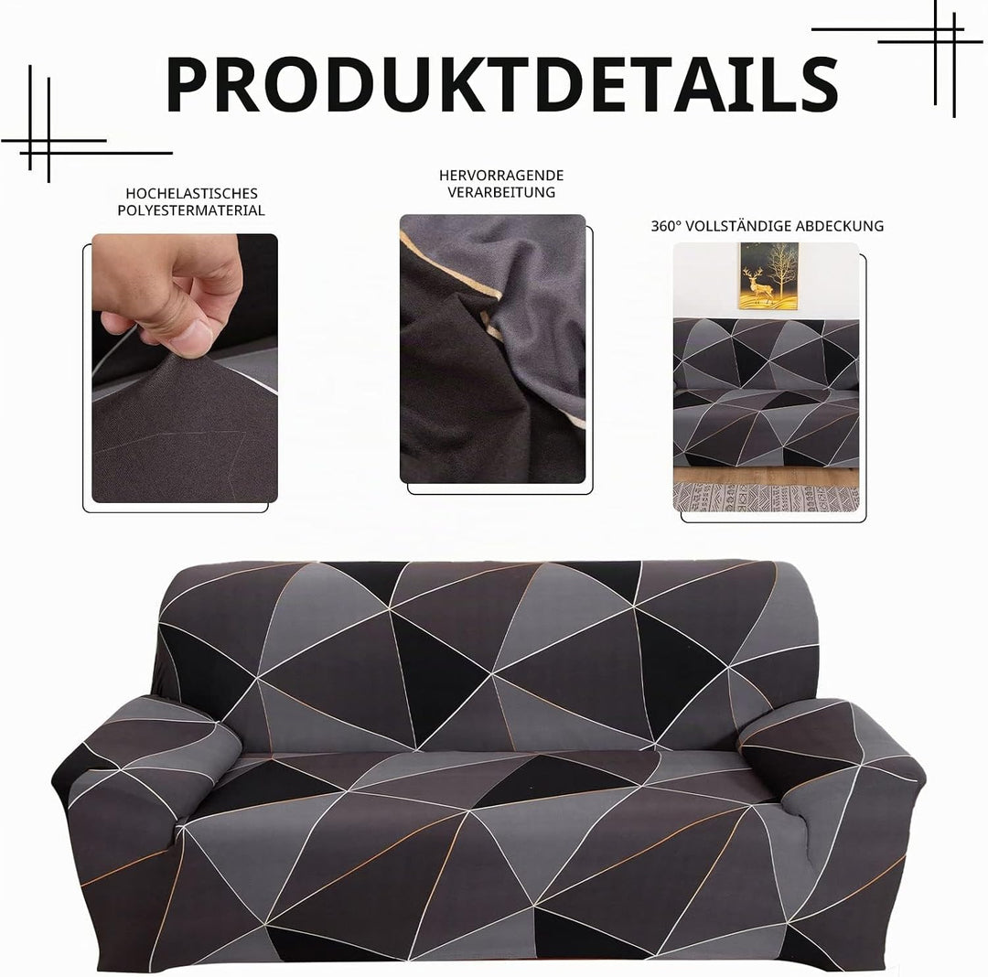 Sofabezug 3 Sitzer Stretch Sofahusse Elastischer Sofabezug Spandex Sofa Überzug mit 2 Kissenbezug An