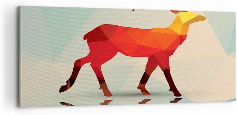 ARTTOR Bilder auf Leinwand 100x40cm Leinwandbild Hirsch Illustration modern Grafik Gross Wanddeko Bi