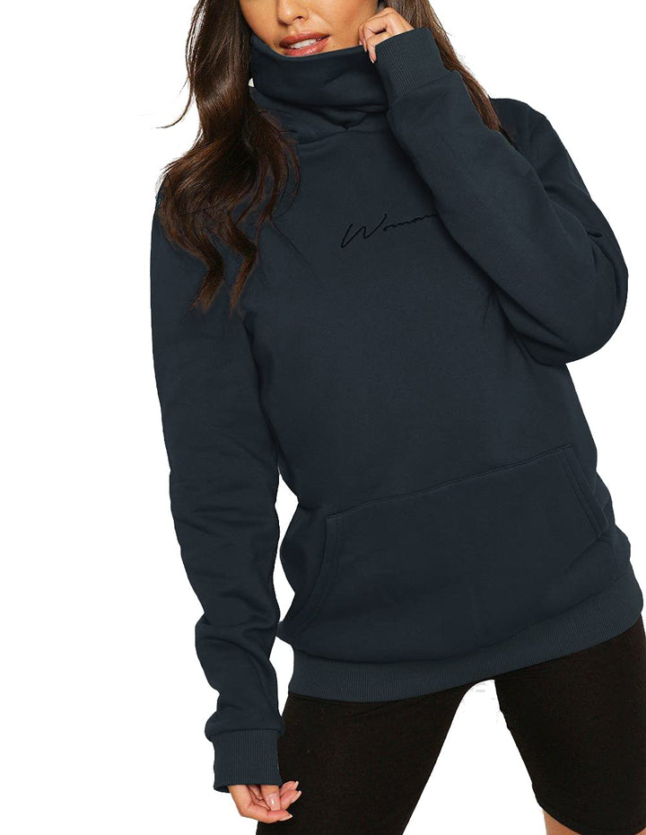 TrendiMax Damen Hoodie Kapuzenpullover Langarm Sweatshirt Winter Pullover Hochkragen Sweatjacke Kapu
