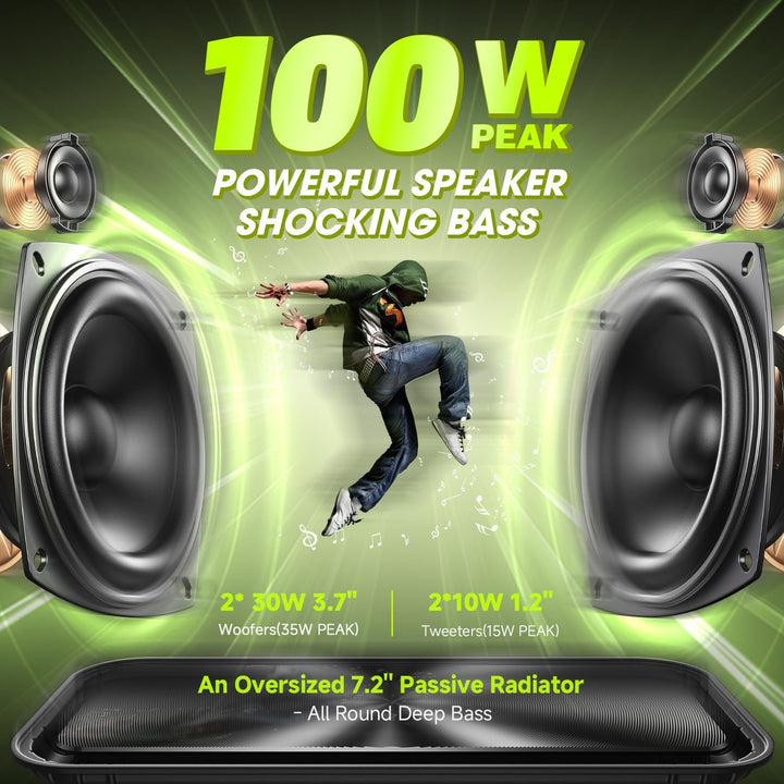 W-KING Bluetooth Lautsprecher Musikbox Gross, (100W MAX) 60W IPX6 Lautsprecher Boxen Bluetooth Box-T