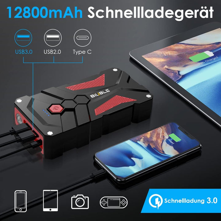 BIUBLE 3000A Starthilfe Powerbank 12V (Bis Zu 7,0L Benzin Oder 5,5L Diesel) Auto Starthilfe mit LED
