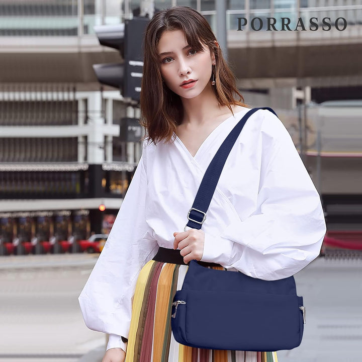 PORRASSO Casual Umhängetasche Nylon Schultertasche Damen Multi Tasche Handtasche Mädchen Crossbody B
