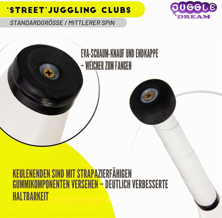 Juggle Dream Trainer Street Jonglierkeulen 3er Set Tolle Trainerkeule - Jonglierset für Anfänger und