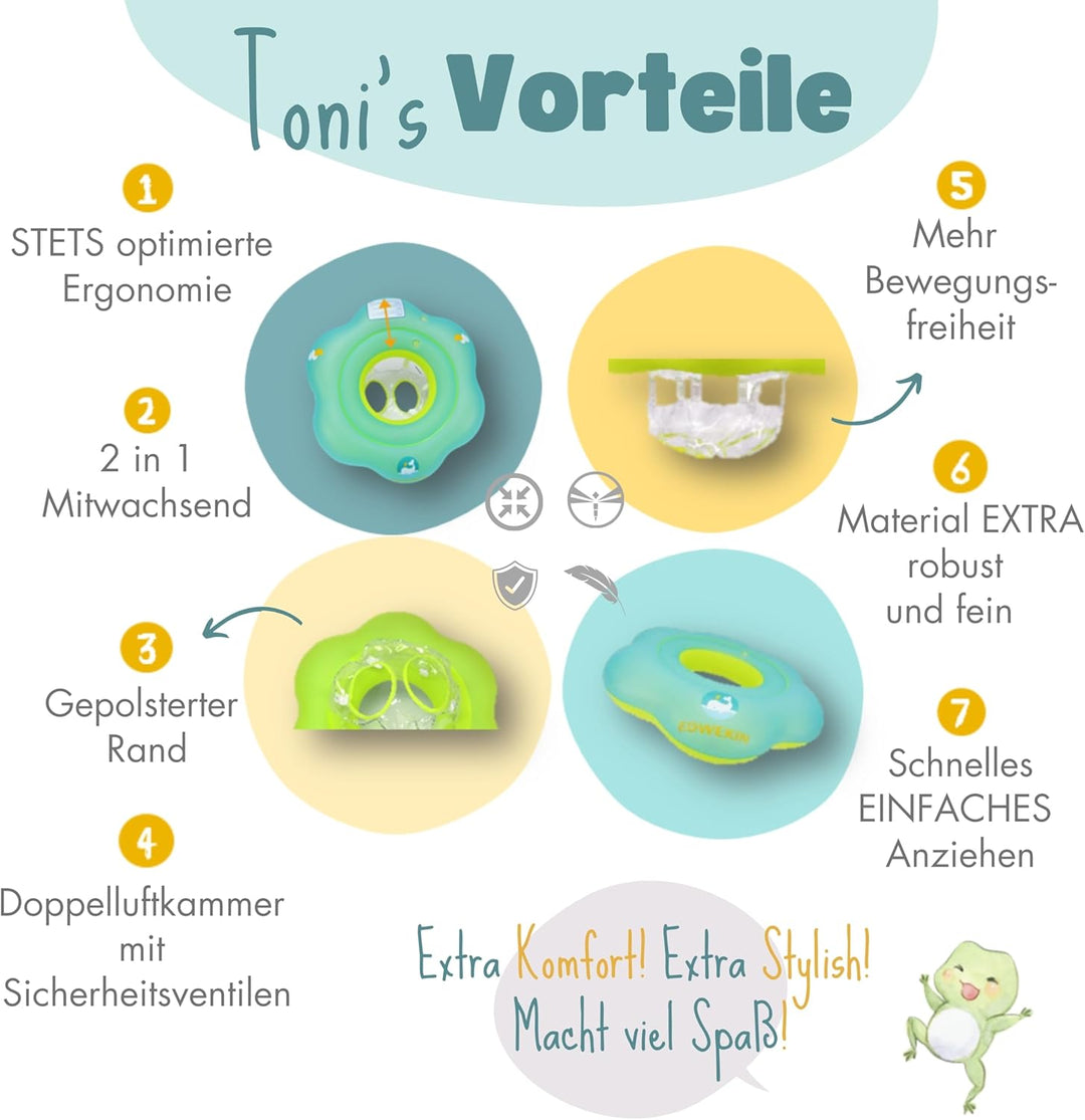 EDWEKIN® Baby Schwimmring, Mitwachsende Schwimmhilfe, Schwimmsitz Kleinkinder, Baby Float, Kinder Sc