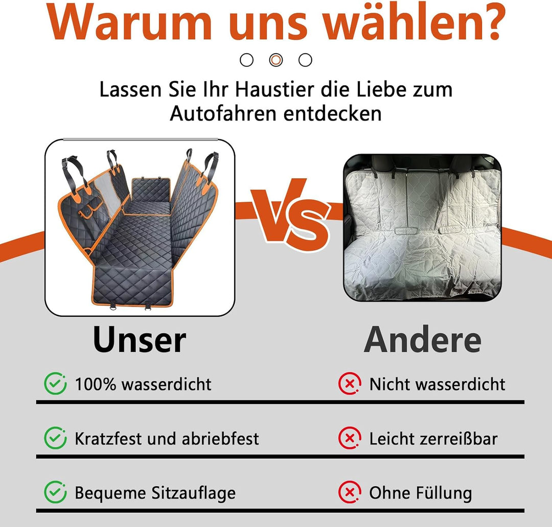 Hundedecke Auto Rückbank mit Sichtfenster &amp; abnehmbarem Teil | Wasserdicht &amp; kratzfest, mit Sicherhe