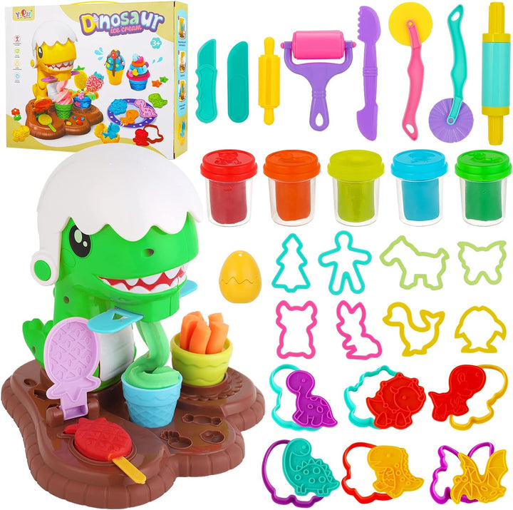 Herefun Play Doh Knete Zubehör Set, Knetwerkzeug für Kinder mit 5 Modelliermasse, Kinderknete mit Zu