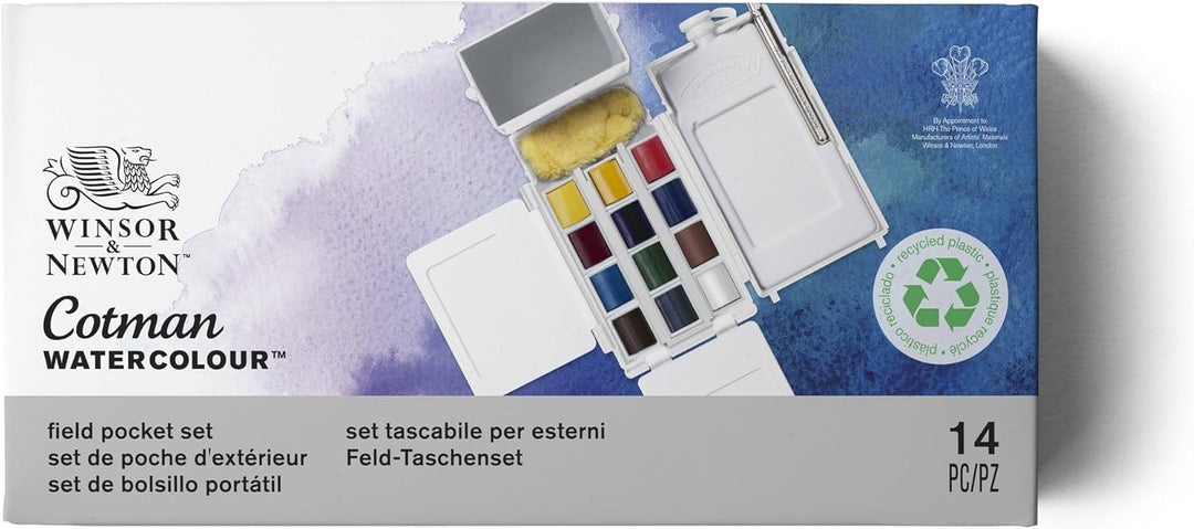 Winsor &amp; Newton 0390639 Cotman Field Box Aquarellfarben Set, lebendige Wasserfarben mit hoher Lichte
