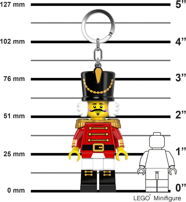 LEGO Iconic Nussknacker Schlüsselanhänger mit LED-Taschenlampe (KE214H) – 9cm grosse Weihnachts-Mini