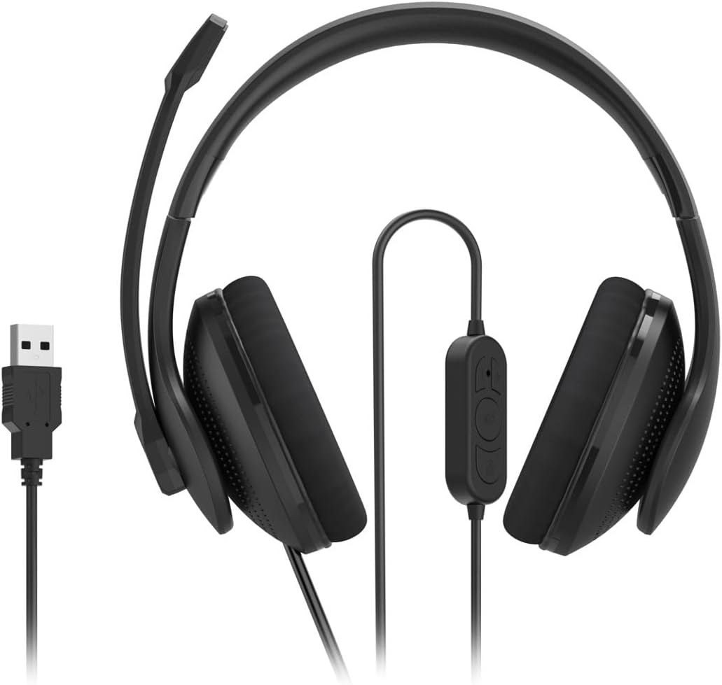 Hama Headset mit Mikrofon (kabelgebundene Kopfhörer USB A Anschluss, Aux, Stereo Headphones mit Kabe