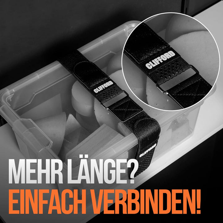 CLIFFORD Elastische Klettbänder I 50mm I Extra Breit I Klettverschluss Band für Hosenklammer Fahrrad