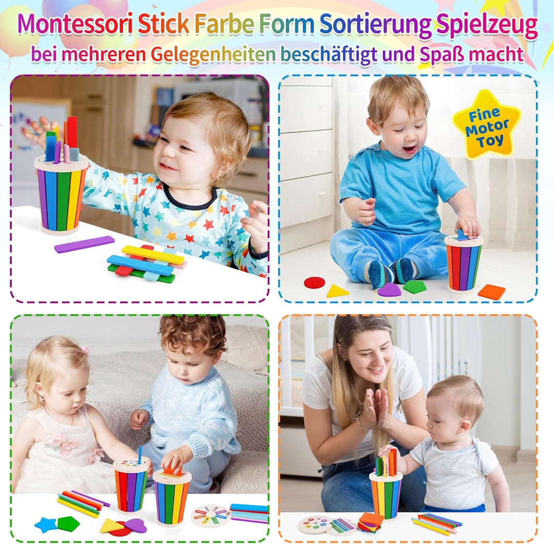 FCSONU Kinder Montessori Spielzeug ab 1 2 3 Jahre Jungen Mädchen, Farbe Form Sortierspiel, Kinderspi