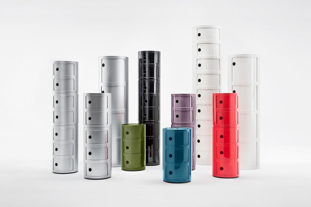 Kartell Componibili, 3 Elements, Grün, Runde Basis 3-fächer Grün, 3-fächer Grün
