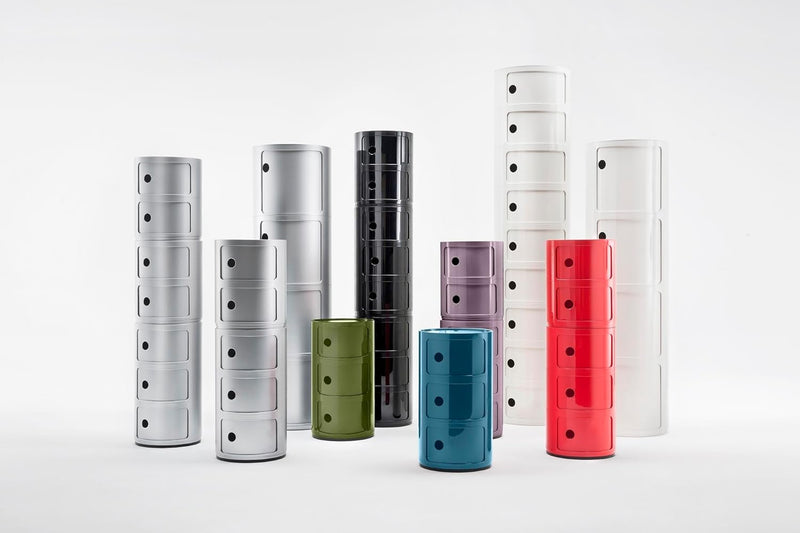 Kartell Componibili, 3 Elements, Rot, Runde Basis 3-fächer Rot, 3-fächer Rot