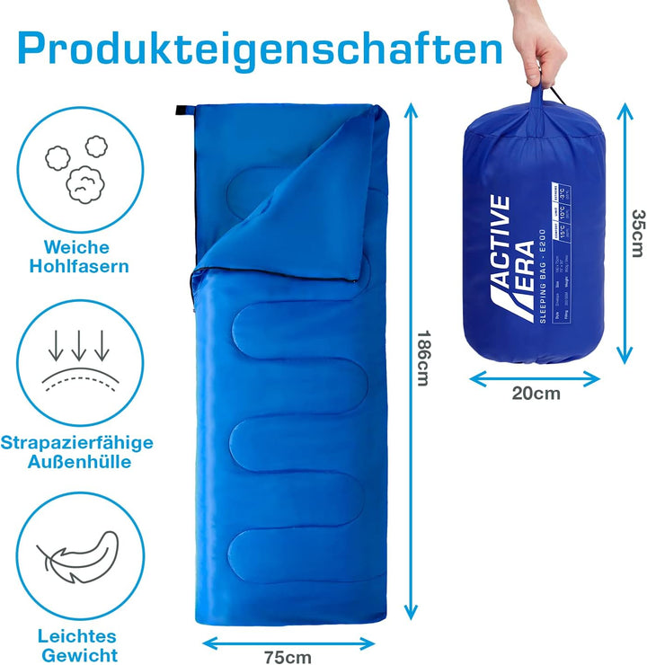 Active Era Deckenschlafsack - Sleeping Bag, -3°C bis 15°C Sommer, Frühling, Herbst - Leichter Schlaf