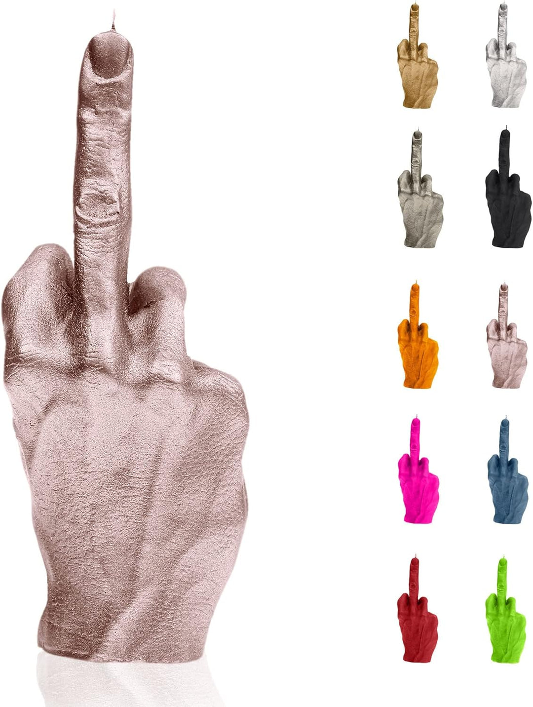 Candellana Kerze in Form eines Mittelfingers | FCK | Höhe: 20 cm | Goldrosa | Brennzeit 30h | Kerzen