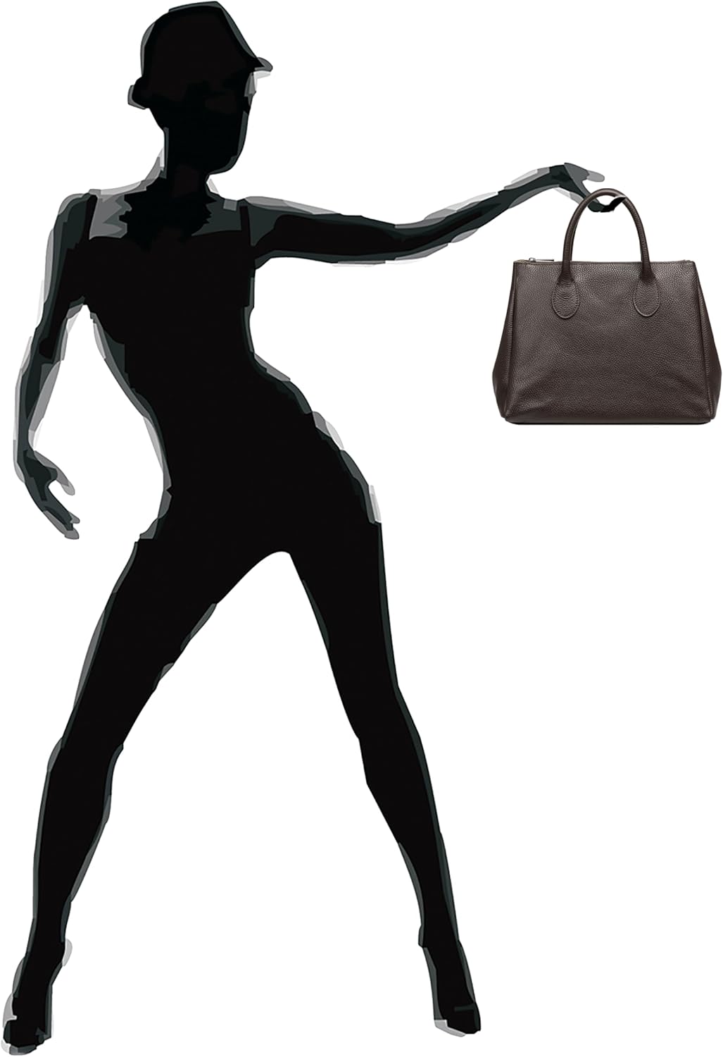 Caspar TL812 klassisch elegante Damen Leder Handtasche Einheitsgrösse Dunkelbraun, Einheitsgrösse Du