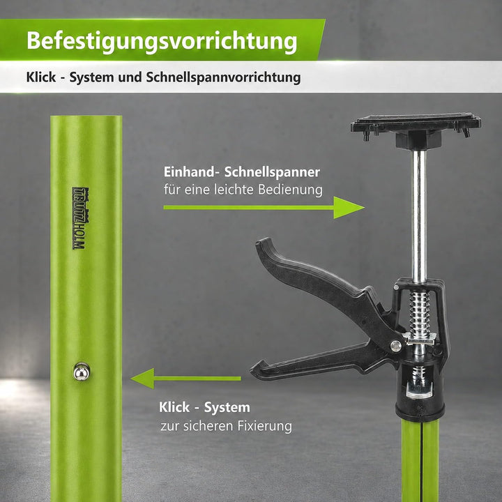 3x Montagestütze kurz 57-117 cm Klicksystem Teleskopstütze Einhandstütze Zargenspannerfür Türrahmen,