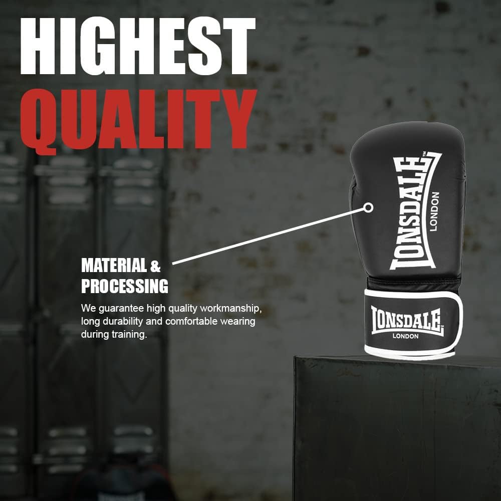 Lonsdale Unisex-Adult Ashdon Equipment 10 oz Black/White, 10 oz Black/White