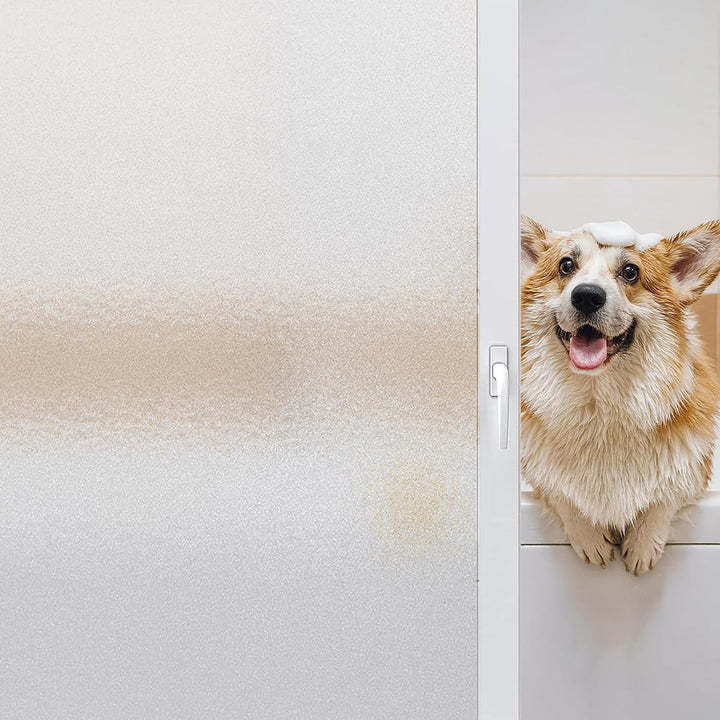 Linarun Fensterfolie selbsthaftend Milchglasfolie 90x200cm, Blickdicht Sichtschutzfolie mit Anti-UV