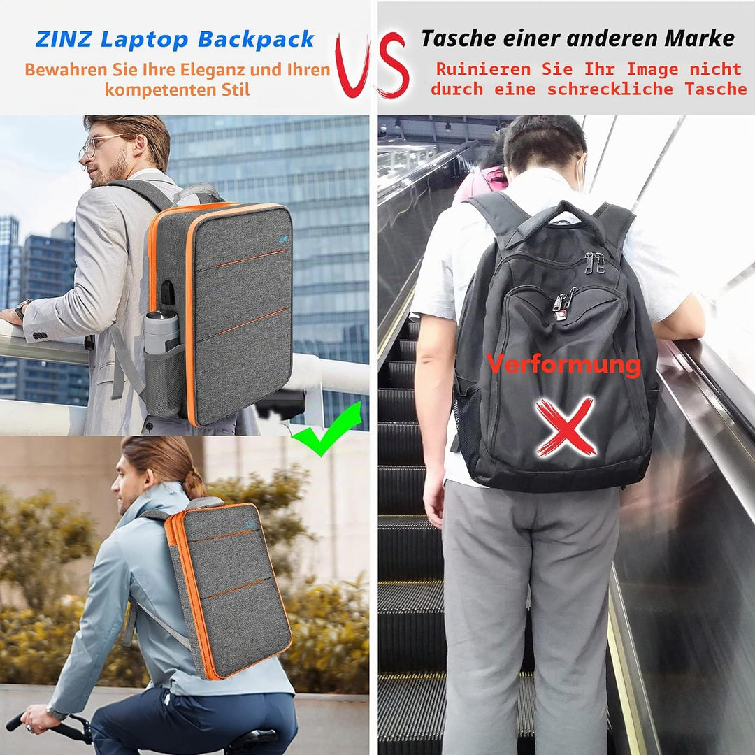 ZINZ Schlank und Erweiterbar Laptop Rucksack Wasserdicht Notebook Tasche für Männer und Frauen 13-14