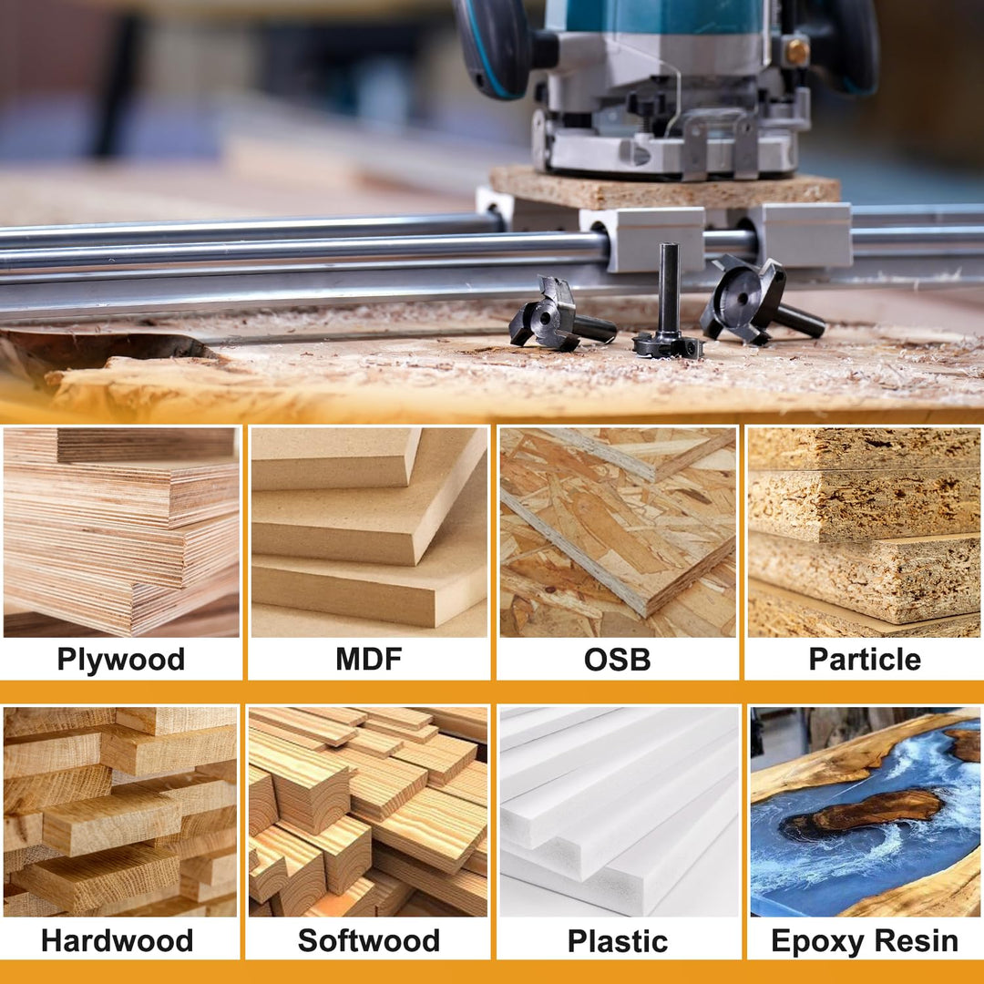 SpeTool 3 Flöten Planfräser für Oberfräse 60 mm Schnittdurchmesser, 12 mm Schaft Hobelfräser mit Wen