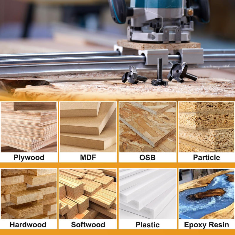 SpeTool 3 Flöten Planfräser für Oberfräse 60 mm Schnittdurchmesser, 12 mm Schaft Hobelfräser mit Wen