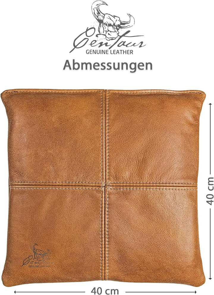 Centaur - Hochwertiges Leder Sitzkissen - Cognac Vintage 40x40 cm - Ideal für Stuhl oder Sitzbank -