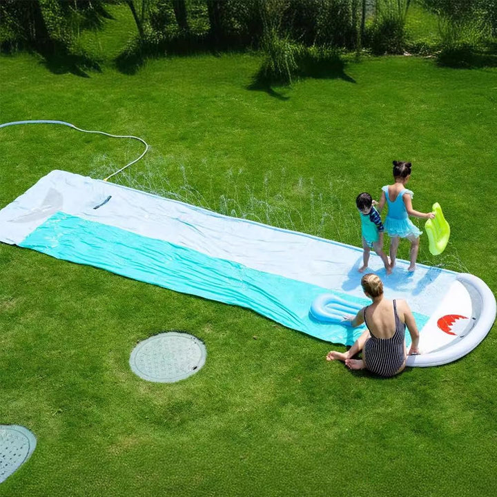Wasserrutsche Garten, 550 * 145cm Wasserrutsche Draussen, Wasserrutschmatte mit 2 Bodyboards, Doppel