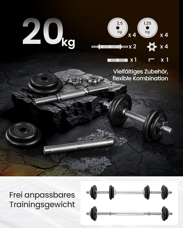 SONGMICS 2-in-1-Hanteln, 2er Set, Hantelset aus Gusseisen, verstellbar, Kurzhantelset mit Verbindung