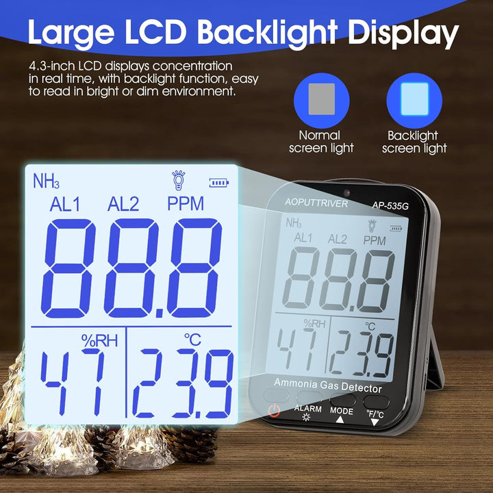 Formaldehyddetektor Ammoniak Gas Detektor, NH3 Gas Monitor Sensor Bereich 0-100ppm Wiederaufladbare