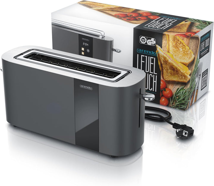 Arendo - Edelstahl Toaster 2 Scheiben Langschlitz - Touchscreen – Doppelwandgehäuse – Integrierter B