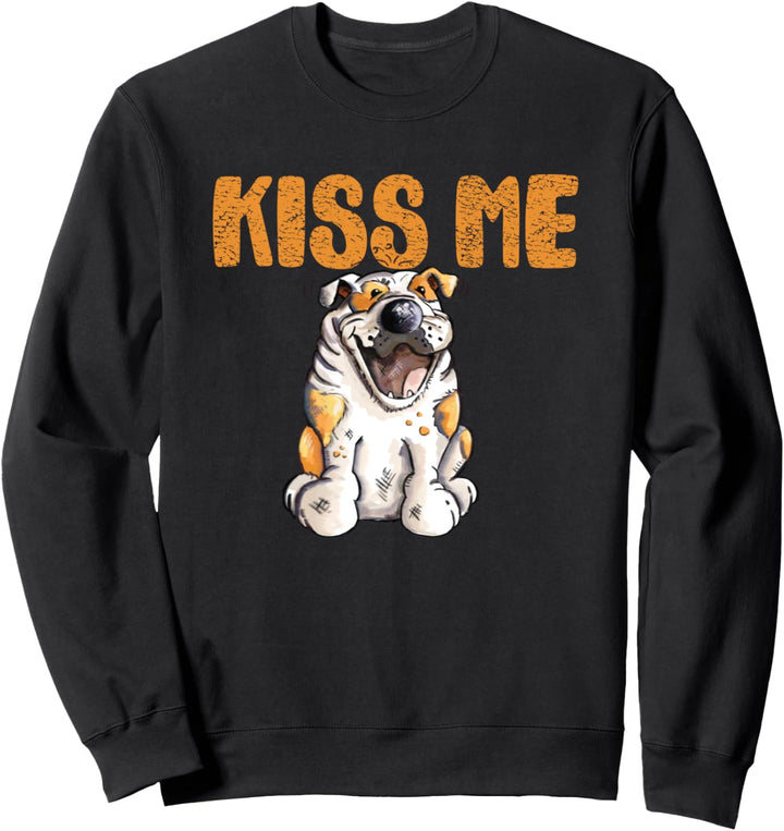 Kiss Me Englische Bulldogge I Lustiges Hunde Geschenk Sweatshirt