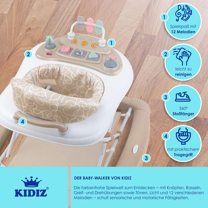 KIDIZ® 4in1 Lauflernhilfe Babywalker Spiel- und Lauflernwagen Gehfrei Schaukelfunktion Babywippe mit