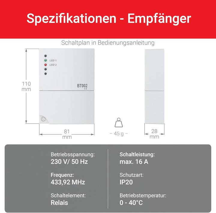 Elektrobock Funk Raumthermostat, BPT012, 158 x 181 x 62 mm