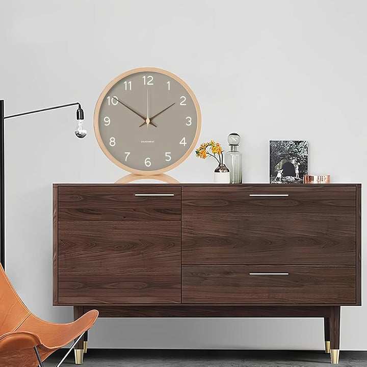 BVI BOOMERVIVI Tischuhr Analog, Tischuhr ohne Ticken mit Lautlosem Uhrwerk, Batteriebetrieben, Holz