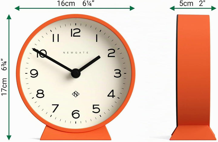 NEWGATE® M Mantel Echo schreibtischuhr | Modernes rundes Design | Kürbis orange | Leicht lesbare Zah