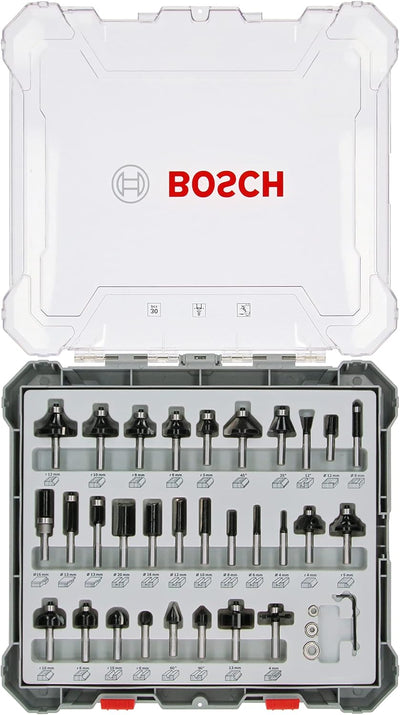 Bosch Professional 30tlg. Fräser Set Mixed (für Holz, Zubehör Oberfräsen mit 8 mm Schaft) 30 tlg. |