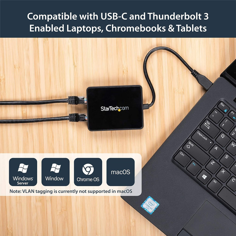 StarTech.com USB-C auf Dual Gigabit Ethernet Adapter mit USB 3.0 (Typ-A) Port - USB Typ-C Gigabit Ne