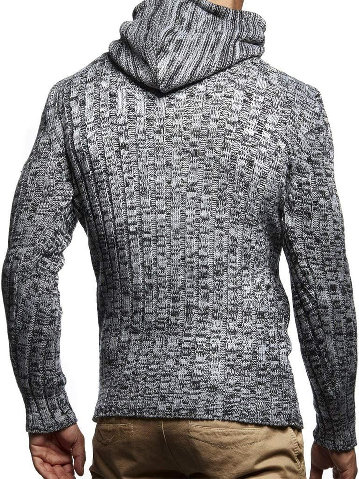 Leif Nelson Herren Strickpullover mit Kapuze/Hochwertiger Winterpullover im Regular Fit Schnitt, ide