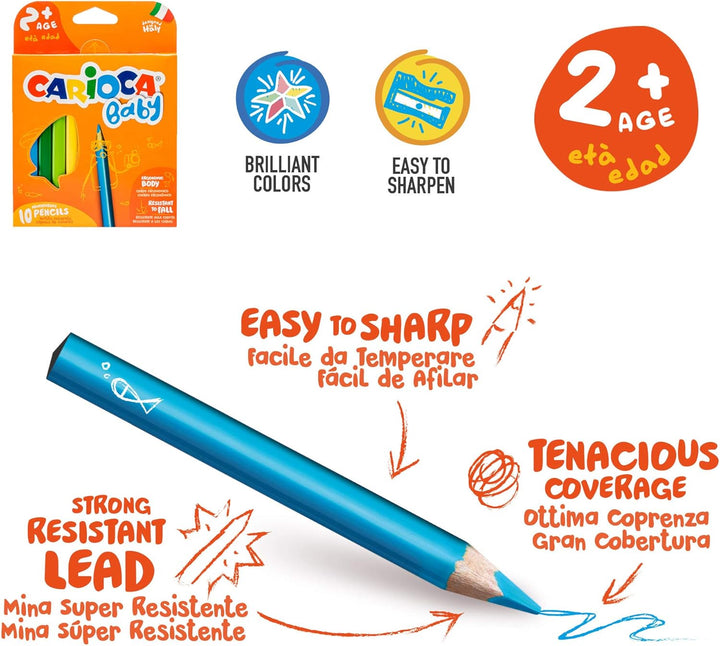 CARIOCA Baby 2+ Set | Malvorlagen für Kinder mit Markern, Buntstiften, Maxi-Stiften und Fingerfarbe