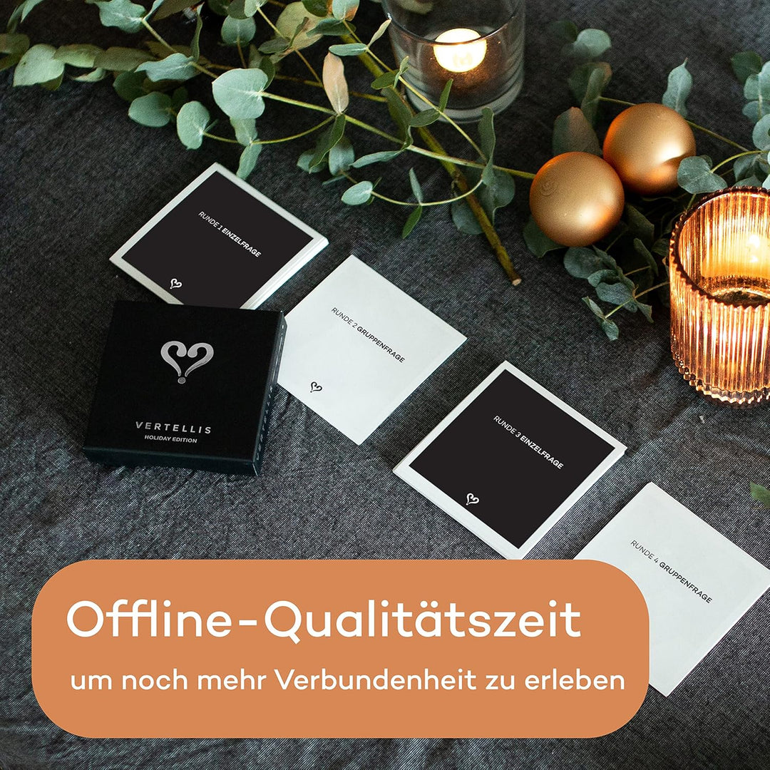 Vertellis Feiertage Edition - 46 Sinnvolle Fragen für Verbindende GespräChe - Bewusste Offline-Zeit