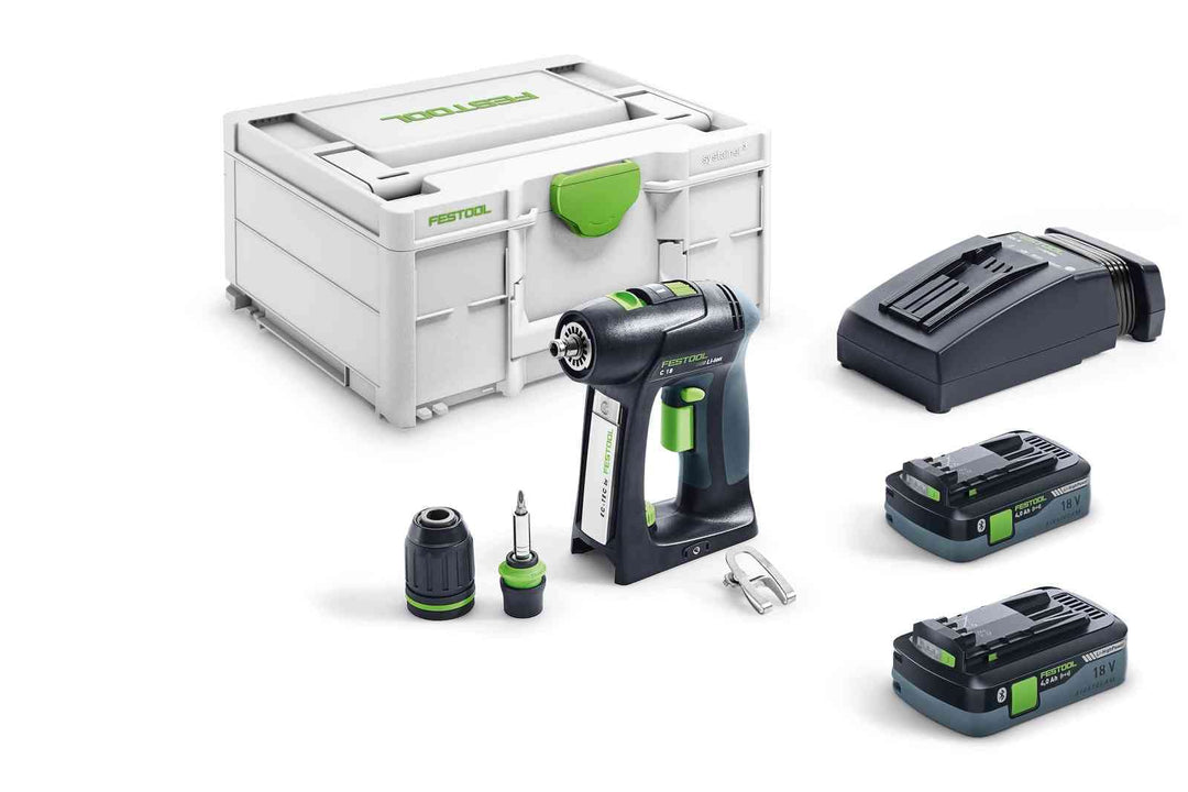 Festool Akku-Bohrschrauber C 18 HPC 4,0 I-Plus (mit Akkupacks BP 18 Li 4,0, Schnellladegerät, Werkze