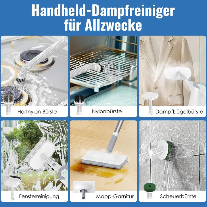 FEPPO Dampfreiniger 2-in-1 mit abnehmbarem Handdampfreiniger, 15 s Aufheizzeit, 230°F Heissdampf, al