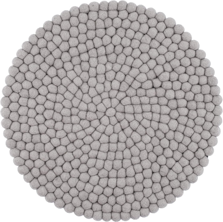 myfelt Filzkugel Sitzauflage Stuhlauflage - Luis - rund, Ø 36 cm, Grau Hellgrau, Hellgrau